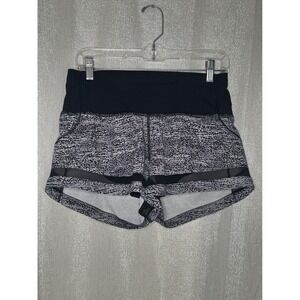 Lululemon‎ Black & White Speckled Running Shorts Mesh Detail Size 6